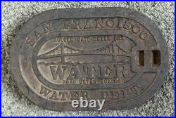 Vintage SAN FRANCISCO Golden Gate Bridge Water Dept Cast Iron METER COVER Trivet