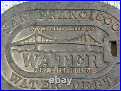 Vintage SAN FRANCISCO Golden Gate Bridge Water Dept Cast Iron METER COVER Trivet