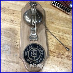 Vintage San Francisco Cable Car Conductor Bell Mounted on Wood