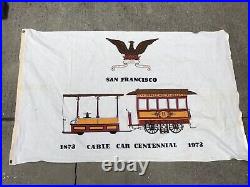 Vintage San Francisco Cable Car Flag 1873 1973 California RARE