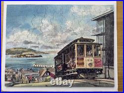 Vintage San Francisco California Cable Car Alcatraz Hills Jigsaw Puzzle Wooden