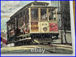 Vintage San Francisco California Cable Car Alcatraz Hills Jigsaw Puzzle Wooden