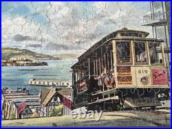 Vintage San Francisco California Cable Car Alcatraz Hills Jigsaw Puzzle Wooden