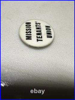 Vintage San Francisco California Mission Tenants Union Rent Protest Pin Pinback