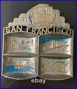 Vintage Souvenir Decor Silver Plated Plate San Francisco USA Engraved Inside