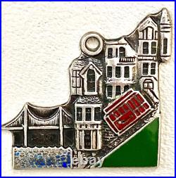 Vintage Sterling Silver Enamel Charm San Francisco California 1972 Golden Gate