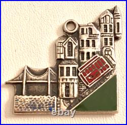 Vintage Sterling Silver Enamel Charm San Francisco California 1972 Golden Gate