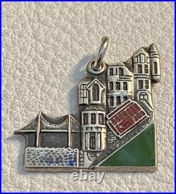 Vintage Sterling Silver Enamel Charm San Francisco California 1972 Golden Gate