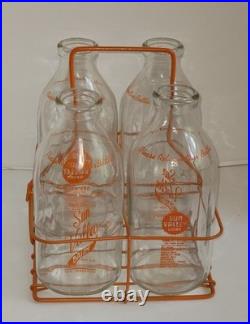 Vintage Sun Valley Dairy San Francisco California 1/2 Gal Milk Bottles & Carrier