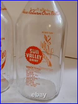 Vintage Sun Valley Dairy San Francisco California 1/2 Gal Milk Bottles & Carrier