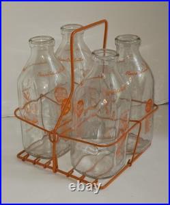 Vintage Sun Valley Dairy San Francisco California 1/2 Gal Milk Bottles & Carrier