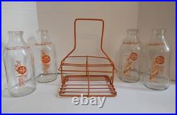 Vintage Sun Valley Dairy San Francisco California 1/2 Gal Milk Bottles & Carrier