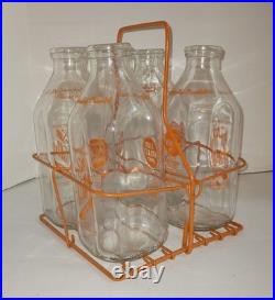 Vintage Sun Valley Dairy San Francisco California 1/2 Gal Milk Bottles & Carrier