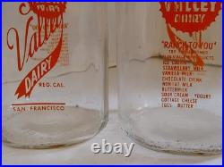 Vintage Sun Valley Dairy San Francisco California 1/2 Gal Milk Bottles & Carrier