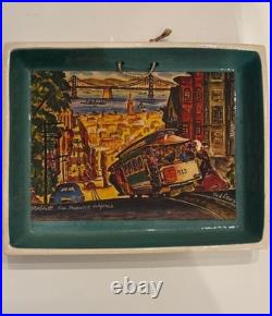 Vintage Ted Lewy San Francisco Ceramic Trays Set of 4 Cable Cars & Bay Bridge