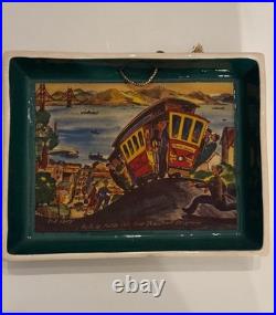 Vintage Ted Lewy San Francisco Ceramic Trays Set of 4 Cable Cars & Bay Bridge