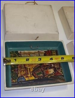 Vintage Ted Lewy San Francisco Ceramic Trays Set of 4 Cable Cars & Bay Bridge