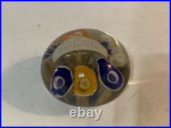 Vintage Unknown Age San Francisco California Glass Paperweight with Flowers Dec