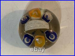 Vintage Unknown Age San Francisco California Glass Paperweight with Flowers Dec