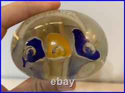 Vintage Unknown Age San Francisco California Glass Paperweight with Flowers Dec