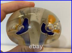 Vintage Unknown Age San Francisco California Glass Paperweight with Flowers Dec