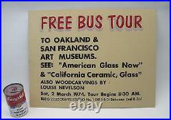 Vtg 1970's BUS TOUR Sign San Francisco Art Museums California Louise Nevelson