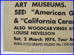 Vtg 1970's BUS TOUR Sign San Francisco Art Museums California Louise Nevelson