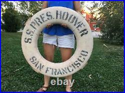 Vtg Life Preserver Ring Raft Antique Old SS Hoover San Francisco CA California