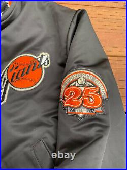 Vtg San Francisco Giants Jacket Black Size L MLB USA Made 25th Anniversary Rare