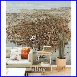 Wall Mural San Francisco California Old Aerial View Vintage City Old Painting