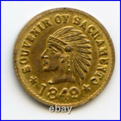 X-Rare 1849 Indian 1/2 Sacramento California Gold Token NGC POP=0 HR7